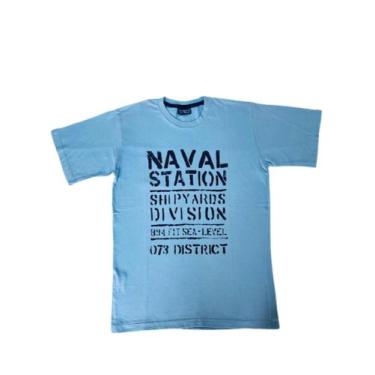 Imagem de Camiseta Juvenil Masculino Tam 16 - Vrasalon Naval Malha Azul Claro
