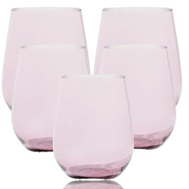 Imagem de Conjunto de 36 taças de vinho de plástico transparente inquebrável sem haste de 36 peças (340 g - rosa)