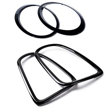 Imagem de Astra Depot Anéis de guarnição de farol preto brilhante e tampa traseira moldura para guarnições de borda compatível com mini R56 R57 R58 R59 Cooper S JCW 2007-2015