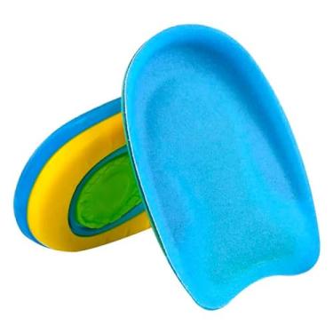 Imagem de Kit 2 Meia Palmilha Ortopédica Silicone Protetor Calcanhar Calcanheira Esporão Anti Impacto Tendão de Aquiles (Ajustável, Azul)
