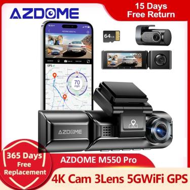 Imagem de AZDOME-Car DVR M550 Pro Dash Cam  4K  5.8Ghz  WiFi  2 ou 3 câmeras  Frente  Cabine  Câmera traseira