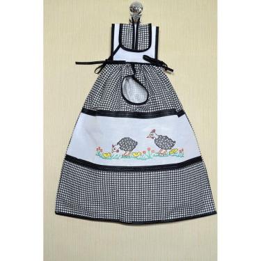 Imagem de Puxa Saco Xadrez Bordado - Galinha D`Angola