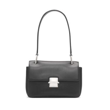 Imagem de Calvin Klein Bolsa de ombro com aba com compartimento triplo cravo, Preto/prata, One Size