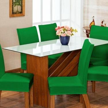 Imagem de Kit Com 6 Capas P Cadeira De Jantar Malha Gel - Verde - Confecções Mar
