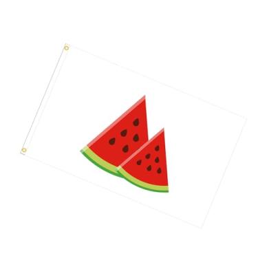Imagem de Decoração de frutas ao ar livre de qualidade de melancia durável com ilhós de metal fortes resistentes ao desbotamento bandeiras externas decorativas