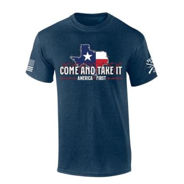 Imagem de Camiseta masculina Texas Come and Take It Texas Barbed Wire manga curta, Azul-marinho mesclado, 3G