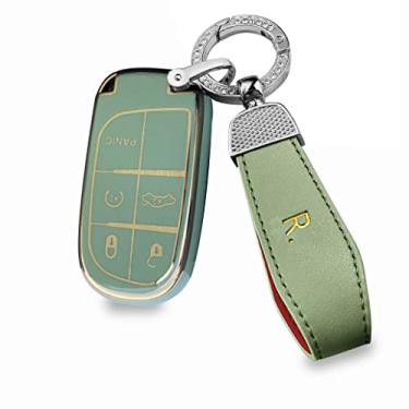 Imagem de ontto Caixa de chaveiro de 5 botões com chaveiro apto para Jeep Grand Cherokee Wrangler Compass proteção total controle remoto chaveiro verde