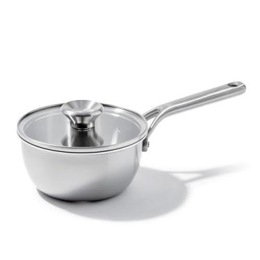 Imagem de OXO Mira Tri-Ply Aço inoxidável, 1,5 litros, panela de chef coberta com tampa, livre de PFAS, multi-revestido, indução, pode ir à lava-louças, seguro para forno, prata