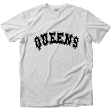 Imagem de Camiseta Algodão Masculina New York City Queens Tamanho:M;Cor:Branco