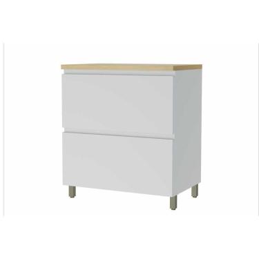 Imagem de Gabinete De Cozinha Modulado Balcão Rainha 1 Porta Basculante E 1 Gaveta C- Tampo 80cm Branca-nature - Nesher