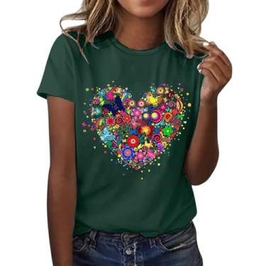 Imagem de Camiseta feminina CIN co de Ma yo 2024 Mexican Fiesta Summer Love Butterfly Floral Estampada Blusas Soltas Casuais, Verde, M