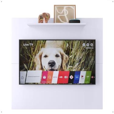 Imagem de Painel Star Tv 32 Polegadas Prateleira Superior Inferior 90x90 Decoração Multiuso Sala Estar Quarto Recepção Branco - Lojas RPM