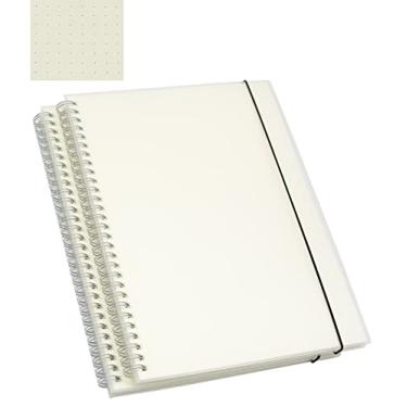 Imagem de Caderno espiral Yansanido, pacote com 2 unidades para caderno de anotações em formato de pontos (B5) 160 páginas (80 folhas) papel pontilhado grosso de 100 g/m² com capa rígida de plástico transparente (B5 grade de 25 cm x 25 cm, 2 peças)