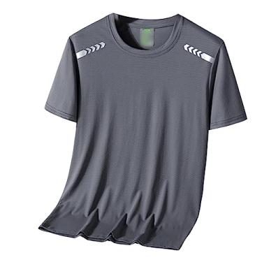 Imagem de Camiseta masculina atlética manga curta secagem rápida leve fina lisa elástica suave treino, Cor 2, 4G