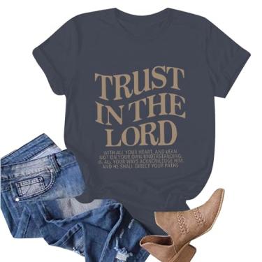 Imagem de Camiseta feminina "Loves Jesus" camiseta feminina leve férias moderna verão ajuste relaxado Faith Over Fear camiseta feminina, 07 - Cinza, XXG