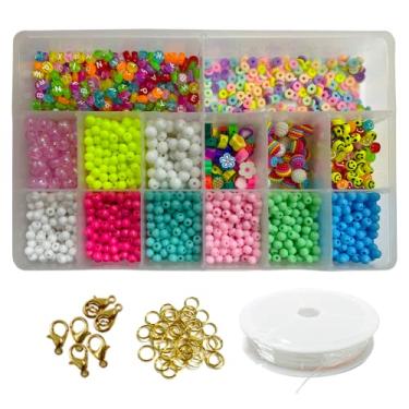Imagem de Kit de Missangas Coloridas com 2300 Bolinhas e Letras para Artesanato e Decoração