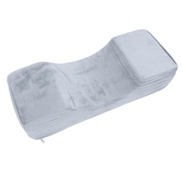 Imagem de Travesseiro de Pescoço para Extensão de Cílios, Suporte de Pescoço de Beleza de Espuma de Memória Com Superfície de Veludo, Bolso Lateral para Suprimentos de Chicote (Cinza)