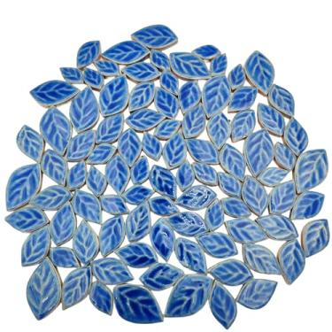 Imagem de Azulejos de mosaico de cerâmica de folhas aleatórias de 500 g, peças de mosaico de cerâmica criativas para artesanato DIY, vasos de flores, vasos, copos, decoração de jardim (azul gelo rachado)