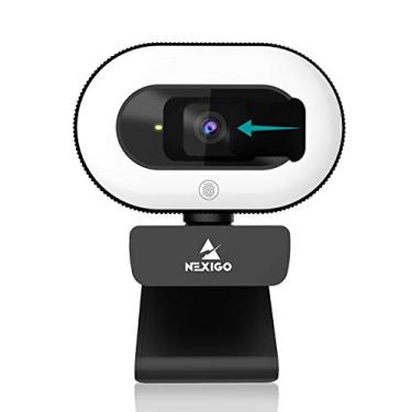 Imagem de NexiGo StreamCam N930E, Webcam 1080p com anel de luz e capa de privacidade, foco automático, Plug and Play, câmera Web para aprendizagem on-line, equipe Skype de reunião de zoom, computador PC Mac Laptop Desktop