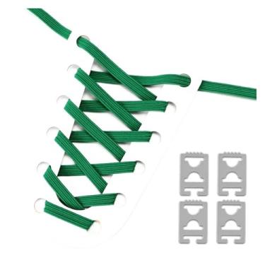 Imagem de Elastic No Tie Shoe Laces Anchors Flat Shoelace Lock Clip for Adults and Kids Tieless Shoelaces for Sneakers(Dark green)