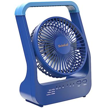 Imagem de Svinkal Ventilador de Mesa Portátil 20.000 mAh Recarregável, 200H de Longa Duração com Temporizador, 3 Velocidades, Rotação de 360°, Azul, Moderno