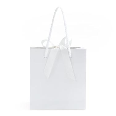 Imagem de SHYRABBIT Sacos de presente com alças de fita, sacos de embrulho de presente antiarranhões pacote com 10, sacolas de compras 14 x 7 x 14 cm, sacos de papel, bolsas para pequenas empresas, bolsas