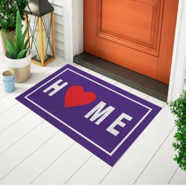 Imagem de Tapete Capacho Divertido Decorativo Para Porta Frase - Home Roxo Ca0316