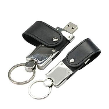 Imagem de 4 GB PU couro USB 3.0 USB Flash Drive chaveiro Memory Stick Pen Drive Pen Drive U Disk (preto)