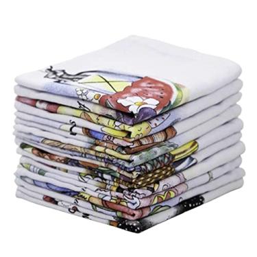 Imagem de Kit 10 Panos de Copa/Prato Branco Com Estampa - 42x65cm