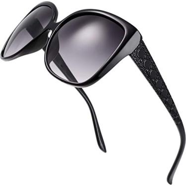 Imagem de The Fresh Óculos de sol femininos grandes quadrados Jackie O Cat Eye Hybrid Butterfly Fashion - Embalagem requintada, 719202 New Black, 60mm