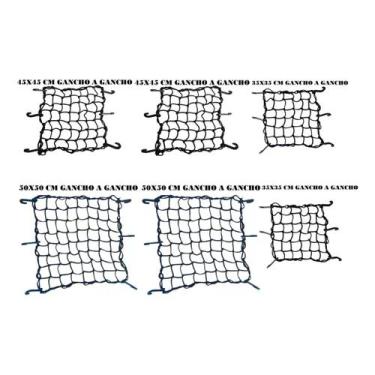 Imagem de Rede Elástica Aranha Bagageiro Moto 45x45, 35x35, 50x50 Gancho A Ganch