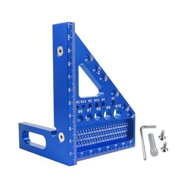Imagem de Nishiyuenyi Régua de Medição 3D de Vários ângulos Régua Triangular Liga de Alumínio Marcenaria Quadrado Transferidor para Engenheiros Projetos DIY, Azul
