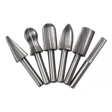 Imagem de Kit 6 Grosas Rotativas Entalhe Madeira Fresa Cnc Haste 6mm - MINYMIX