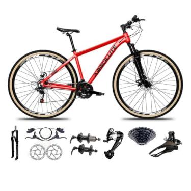 Imagem de Bicicleta Aro 29 Absolute Nero 4 Cabos Internos 27v K7 Freios Hidráulicos Kit 3x9 Suspensão Trava Pneus com Faixa (Vermelho, 17)