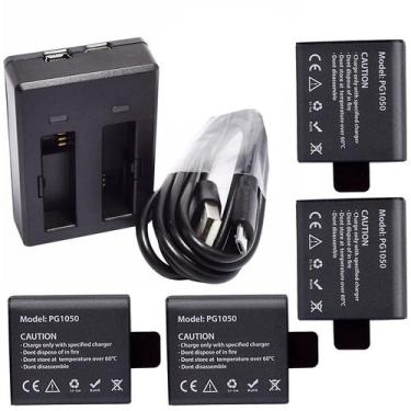 Imagem de Kit Carregador Duplo Eken H9r + 04 Bateria Extra Original PG1050 Li-Io