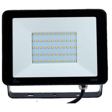 Imagem de Refletor projetor led bivolt 50w 6500k branco frio preto economax