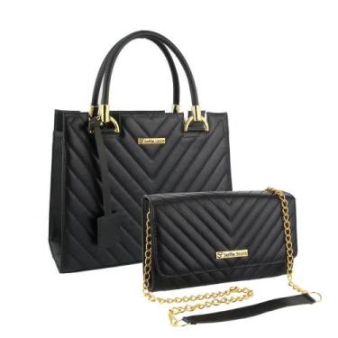 Imagem de Bolsa Feminina Transversal Tote De Lado + Bolsa Carteira Kit - Selfie 