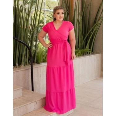 Imagem de Vestido Longo Plus Size Três Marias Moda Feminina - MISS FLOWER, Pink,