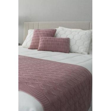 Imagem de Peseira Tricô Flor HomeBliss, Rosa, Queen 230x70cms