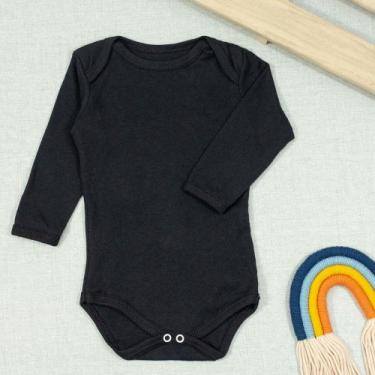 Imagem de Body Bebê Preto Básico Manga Longa em Suedine - Era Uma Vez, Preto, 0-
