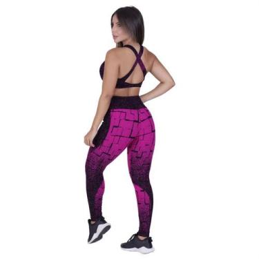 Imagem de Conjunto Legging Recortes Cós Transpasse e Top Cruzado Costas Fitness 