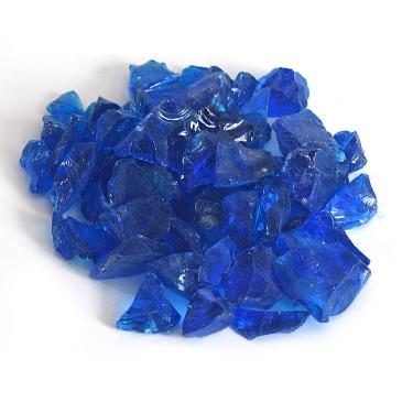 Imagem de Cascalho de vidro reflexivo de alto brilho, pedras de fogo, gotas de fogo, pedras de vidro de fogo, pedras, lascas para fogueira, aquário, jardim, 1-2 cm, 540 g (água-marinha)