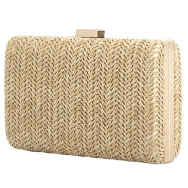 Imagem de Bolsas clutch de palha de verão para mulheres, bolsas transversais de tecido ráfia, bolsa de noite para festa de casamento, Amarelo claro