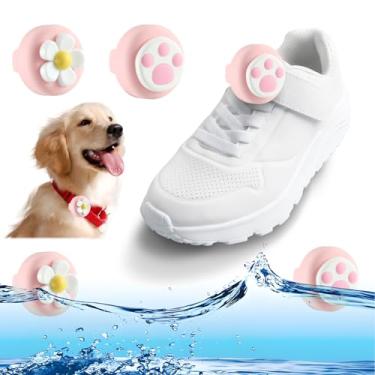 Imagem de Pacote com 2 suportes AirTag para cadarços infantis, capa de silicone invisível resistente ao desgaste, para sapatos infantis, acessórios para crianças pequenas, animais de estimação (pata de gato +