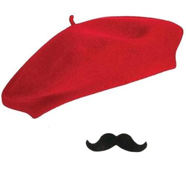 Imagem de UTOWO Boina francesa masculina e feminina com bigode para Halloween, acessório de cosplay
