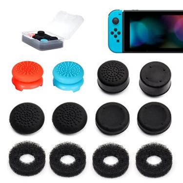 Imagem de ZHI-NYLLDJS Thumb Grip Set Joystick Caps Compatible with Nintendo Switch/OLED/Lite ,Silicone Analog Stick Caps for Switch Joy-con–Precision Rings,Thumb Grips Case,Thumb Grip 4Pairs(8pcs) ,Neon Red+Blue+black