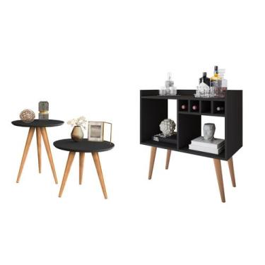 Imagem de Conjunto Elegance - Aparador Buffet Bar + Mesa Apoio e Lateral - Cores