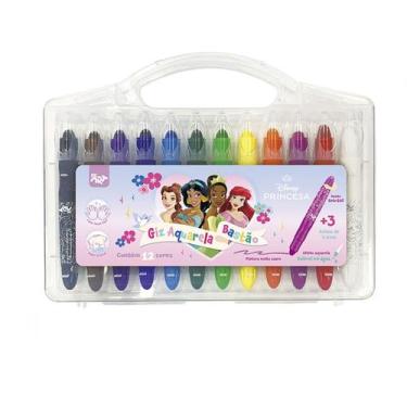 Imagem de Giz Aquarela Bastão Retrátil Princesas Disney 12 Cores Dac
