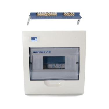 Imagem de Quadro de Distribuição de Embutir para 8 Disjuntores + Barramento Terr