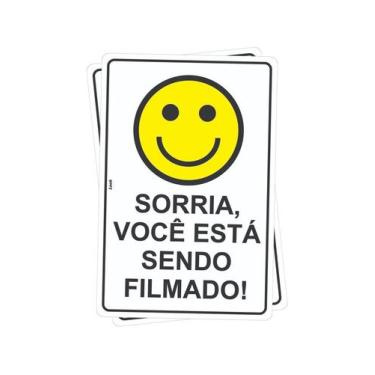 Imagem de Kit com 2 Placas de Sinalização Sorria, Você Está Sendo Filmado - Câme